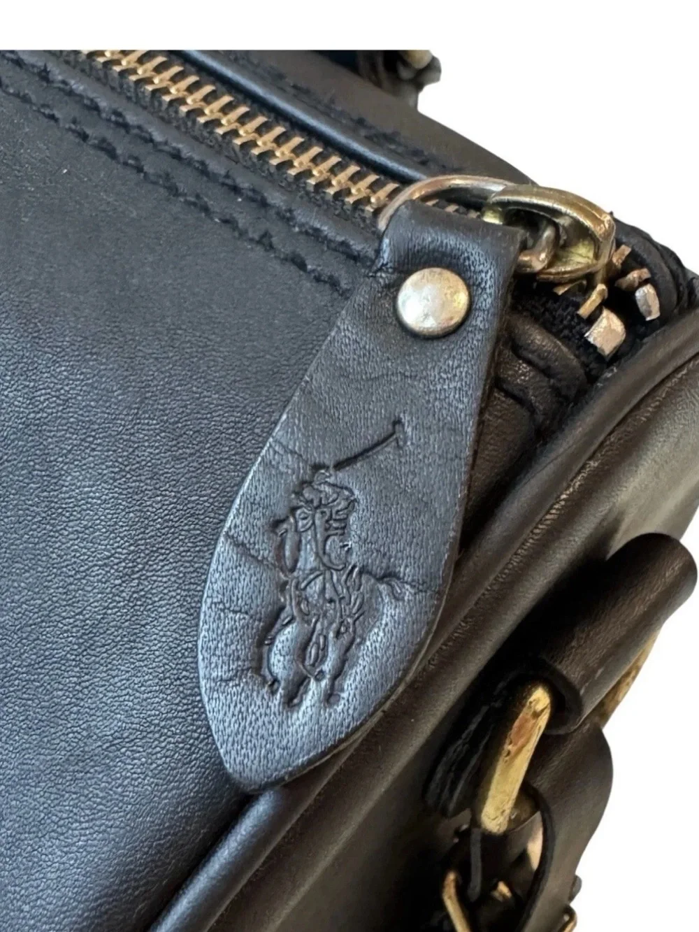 Ralph Lauren Black Leather Top-Handle Satchel Boston Speedy